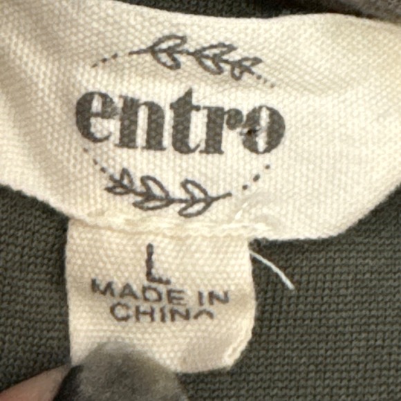 Entro Embroidered‎ Boho Peasant Dress Tassel Tie Olive Green | Size L - Picture 8 of 9